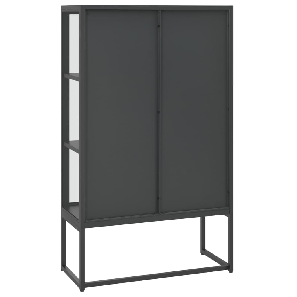 Highboard Anthrazit 80x35x135 cm Stahl und Gehärtetes Glas