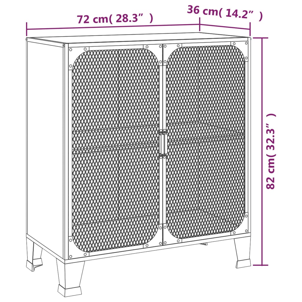 Aufbewahrungsschrank Grau 72x36x82 cm Metall und MDF