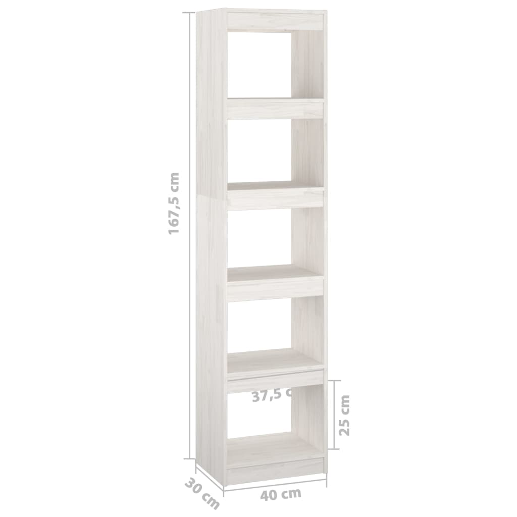 Bookcase/Room Divider White 40x30x167.5 cm Solid Pine