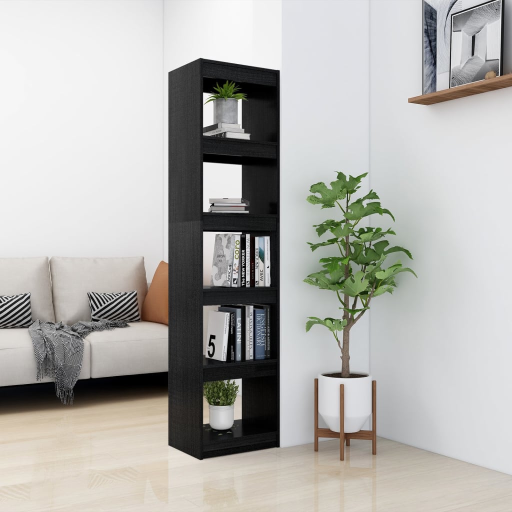 Bookshelf/Room Divider Black 40x30x167.5 cm Solid Pine