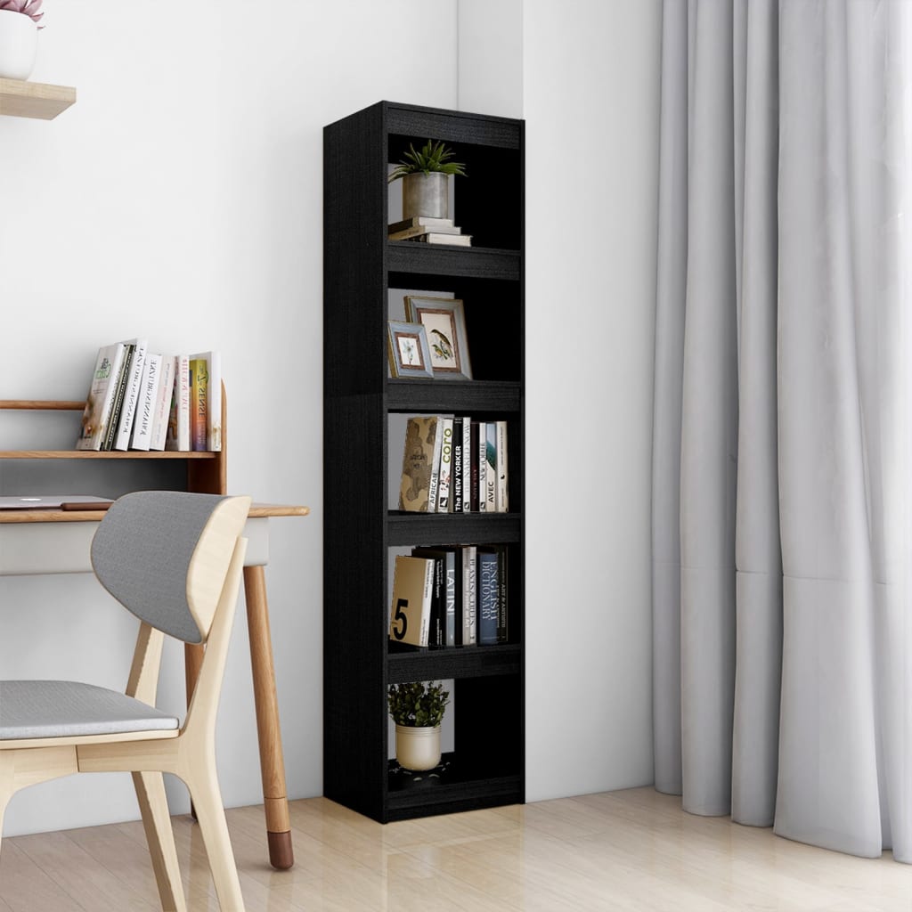 Bookshelf/Room Divider Black 40x30x167.5 cm Solid Pine