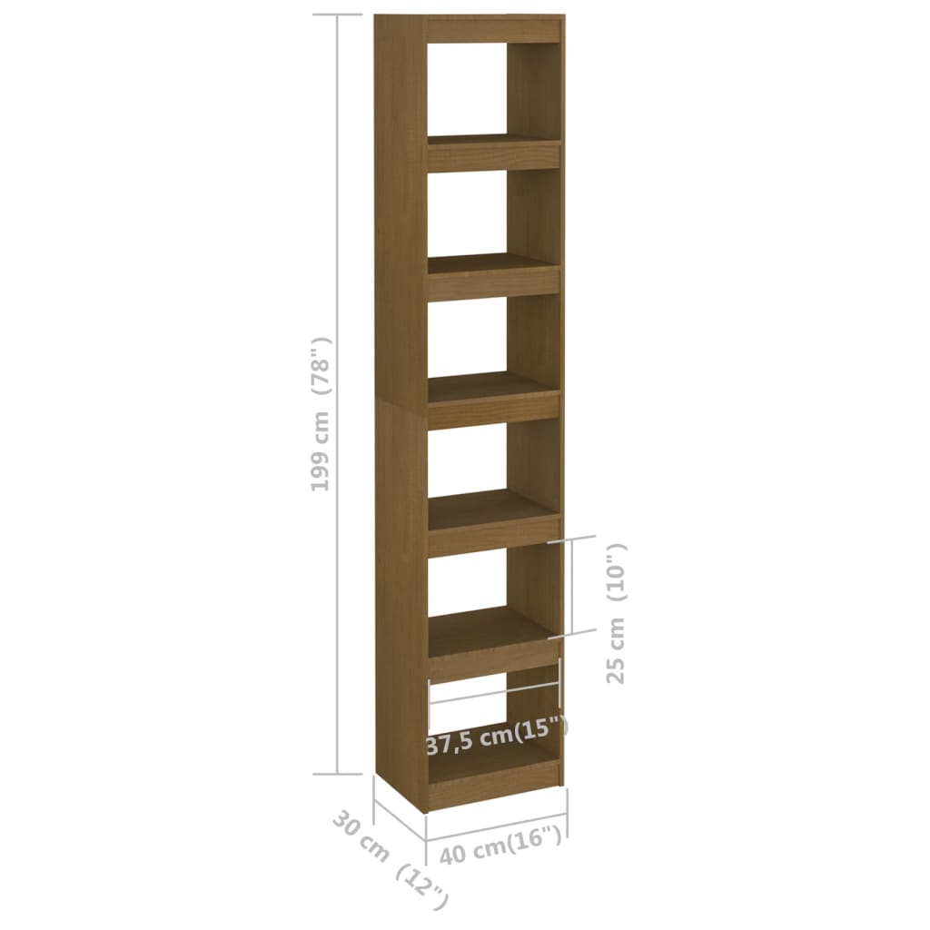 Bookshelf/Room Divider Honey Brown 40x30x199 Solid Pine