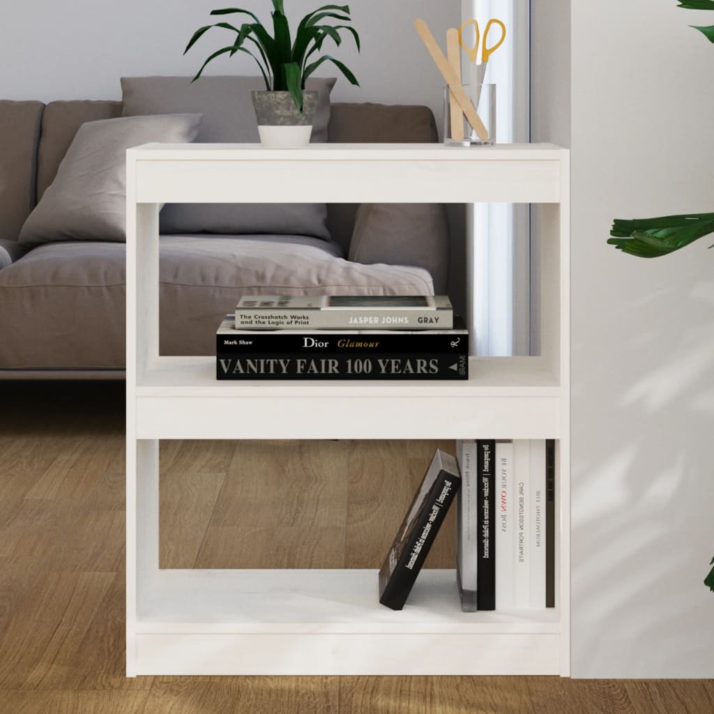 Bookshelf/Room Divider White 60x30x71.5 cm Solid Pine