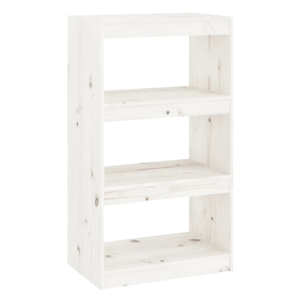 Bookcase/Room Divider White 60x30x103.5 cm Solid Pine