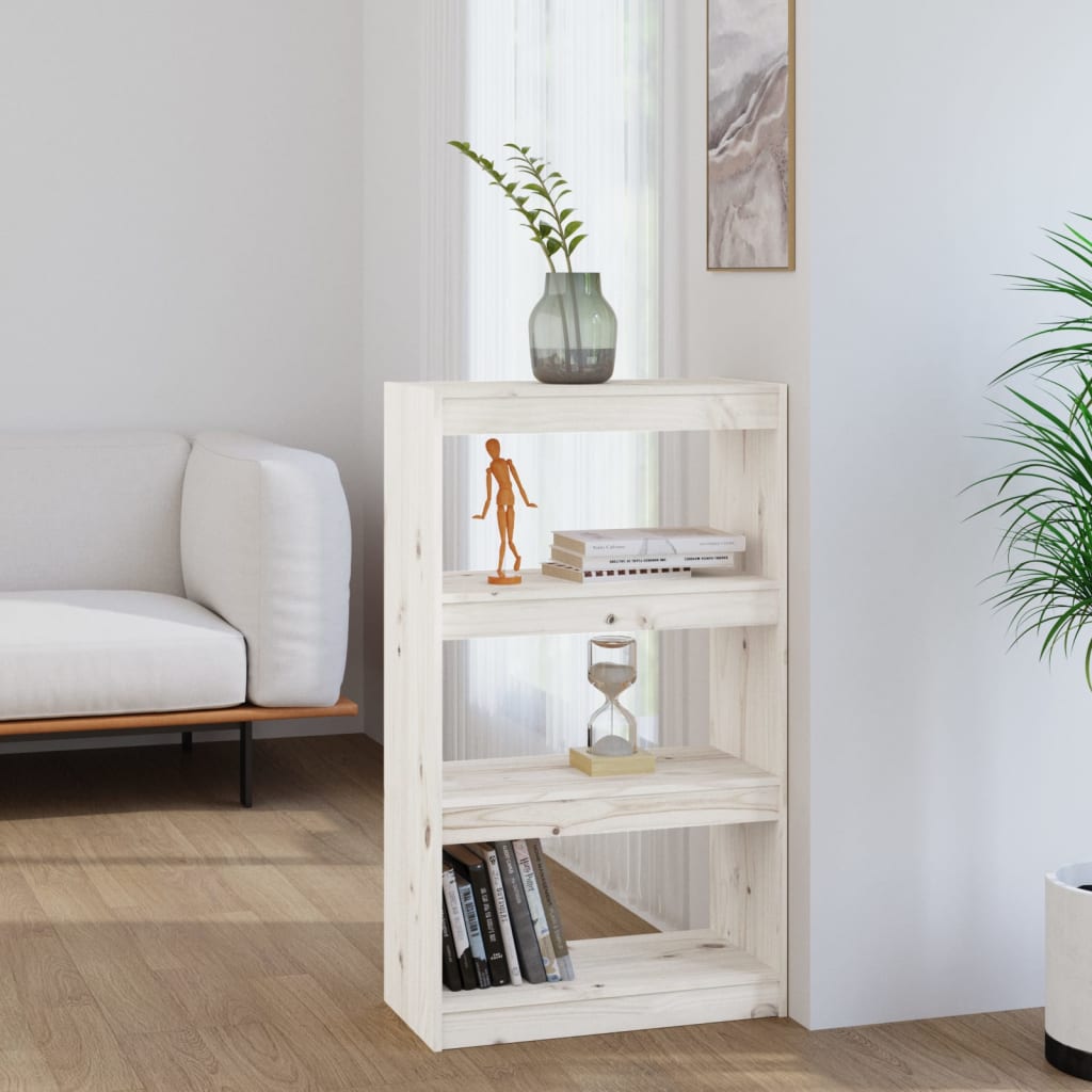 Bookcase/Room Divider White 60x30x103.5 cm Solid Pine