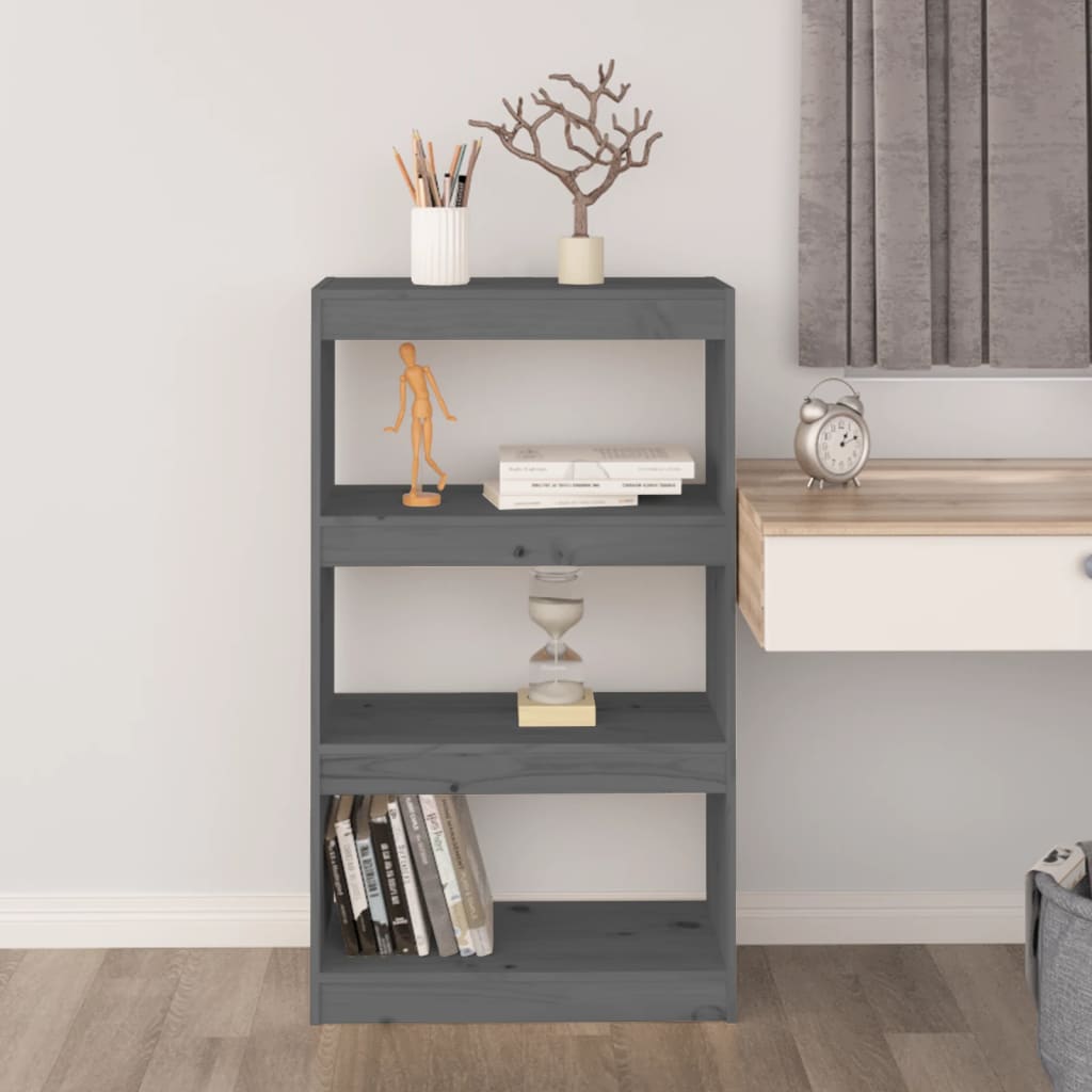 Bookshelf/Room Divider Grey 60x30x103.5 cm Solid Pine