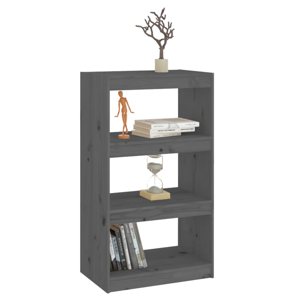 Bookshelf/Room Divider Grey 60x30x103.5 cm Solid Pine