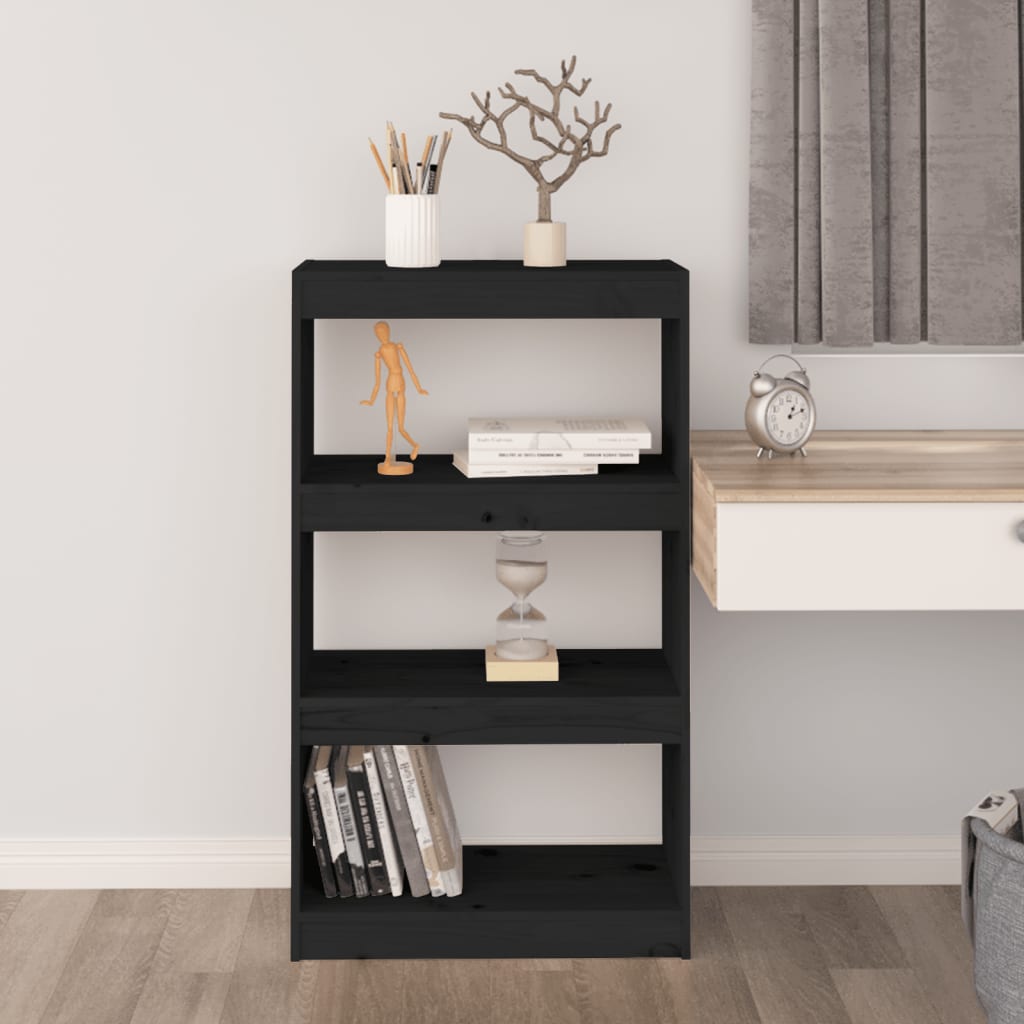 Bookshelf/Room Divider Black 60x30x103.5 cm Solid Pine