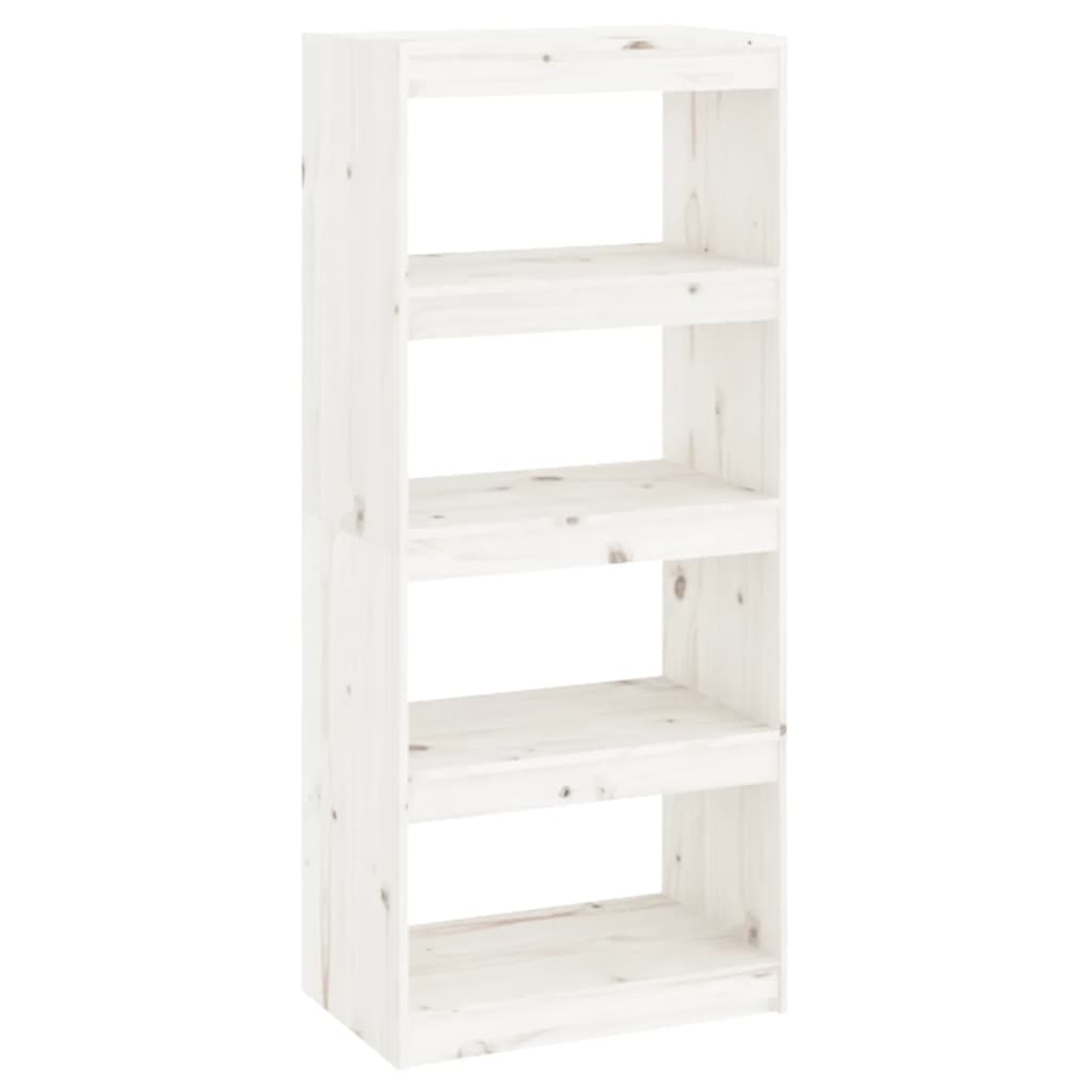 Bookcase/Room Divider White 60x30x135.5 cm Solid Pine