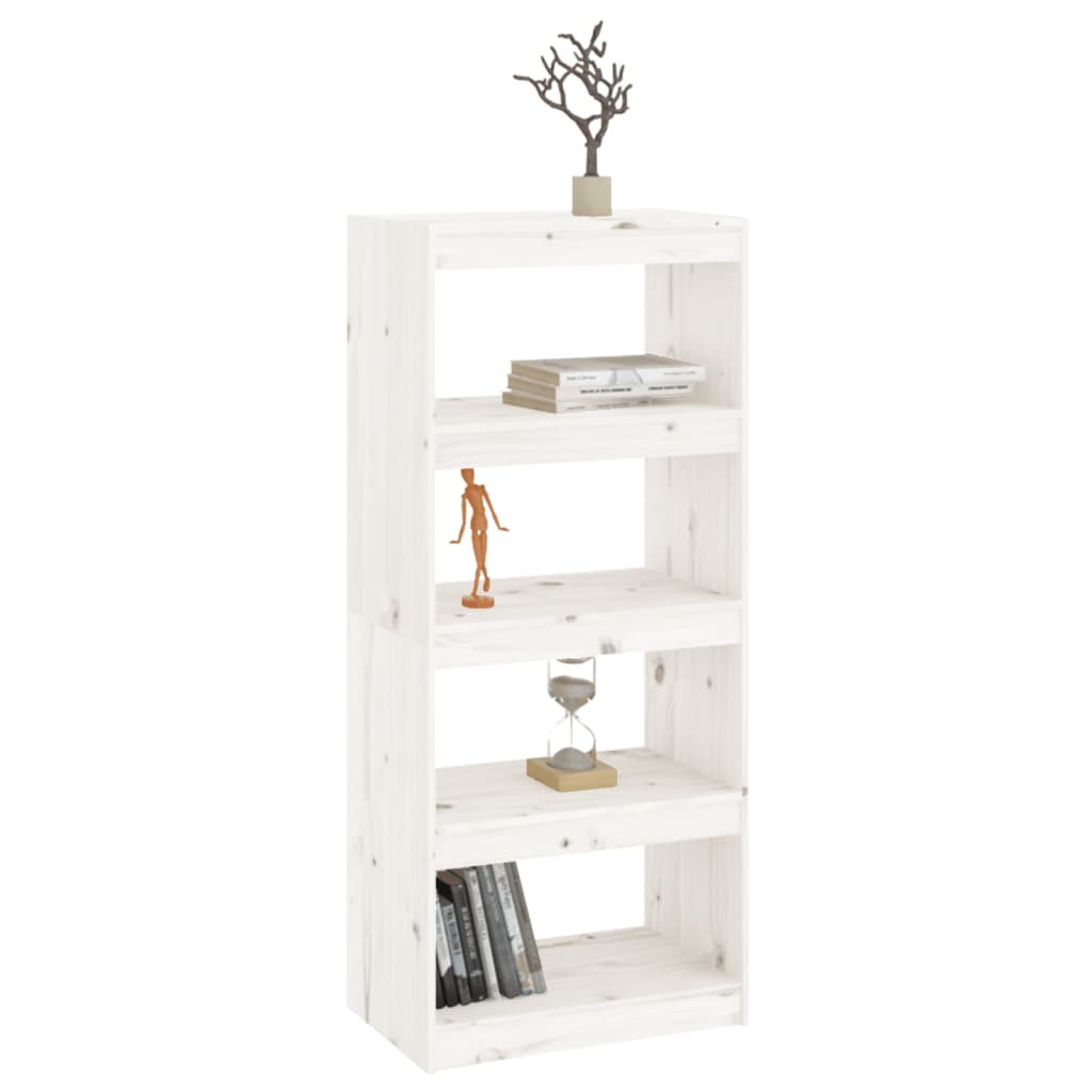 Bookcase/Room Divider White 60x30x135.5 cm Solid Pine