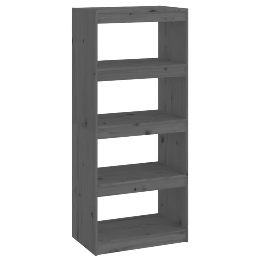 Bookshelf/Room Divider Grey 60x30x135.5 cm Solid Pine