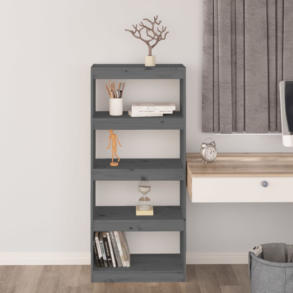 Bookshelf/Room Divider Grey 60x30x135.5 cm Solid Pine