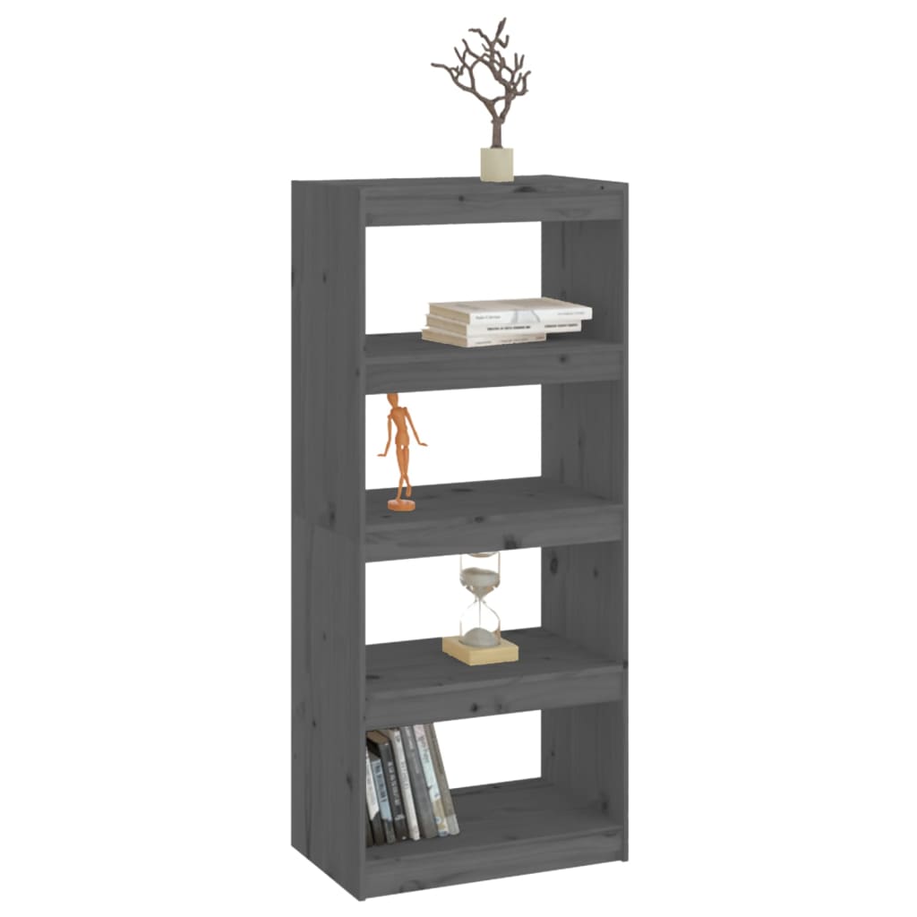 Bookshelf/Room Divider Grey 60x30x135.5 cm Solid Pine