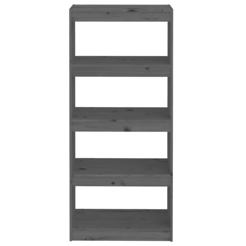 Bookshelf/Room Divider Grey 60x30x135.5 cm Solid Pine