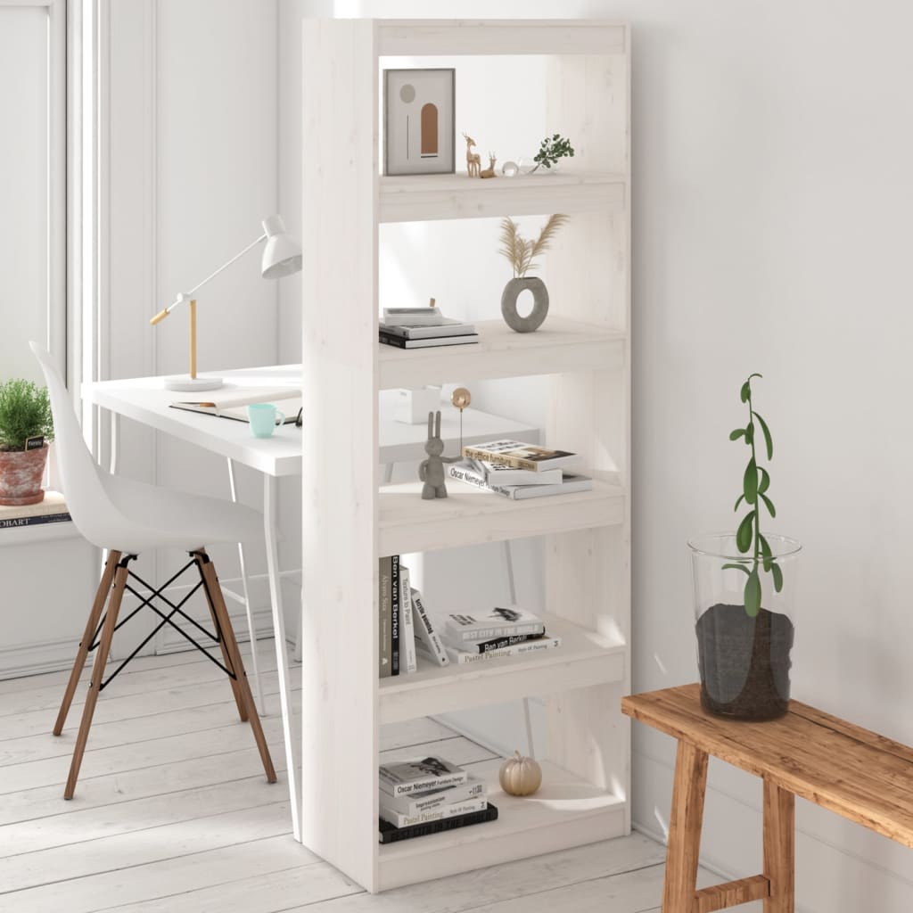 Bookcase/Room Divider White 60x30x167.5 cm Solid Pine