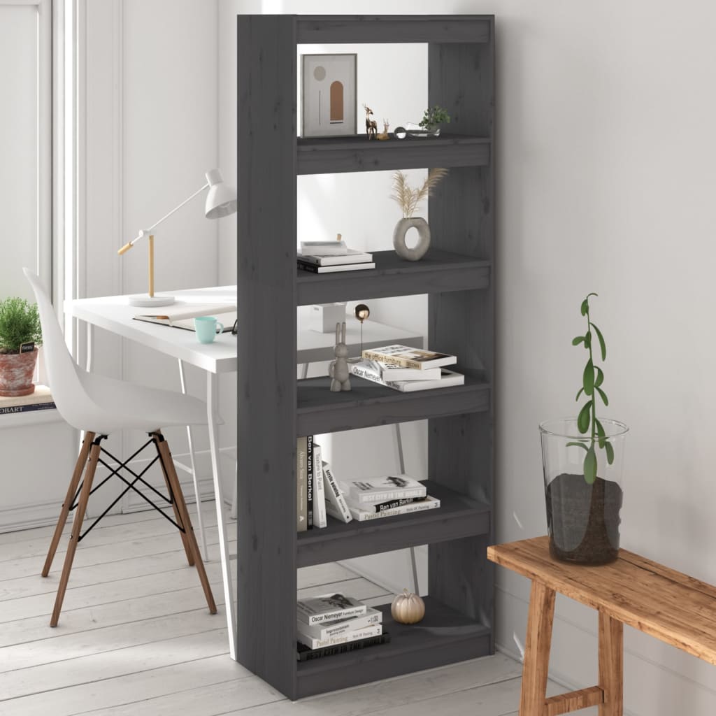 Bookshelf/Room Divider Grey 60x30x167.5 cm Solid Pine