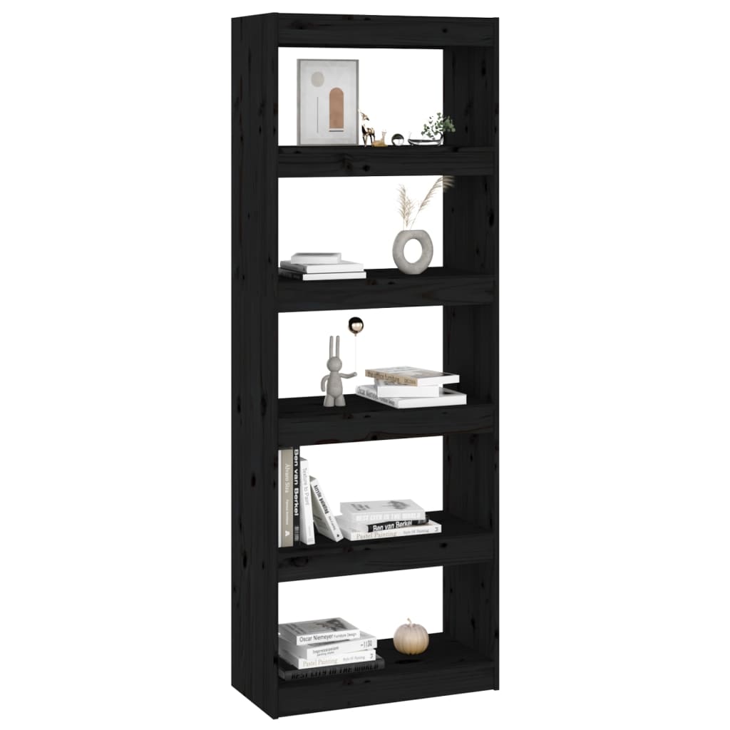 Bookshelf/Room Divider Black 60x30x167.5 cm Solid Pine