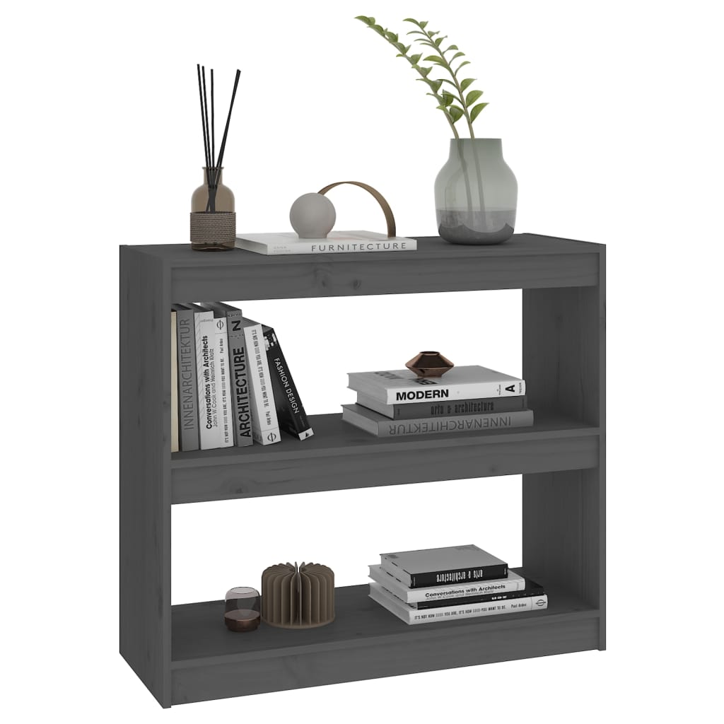 Bookshelf/Room Divider Grey 80x30x71.5 cm Solid Pine