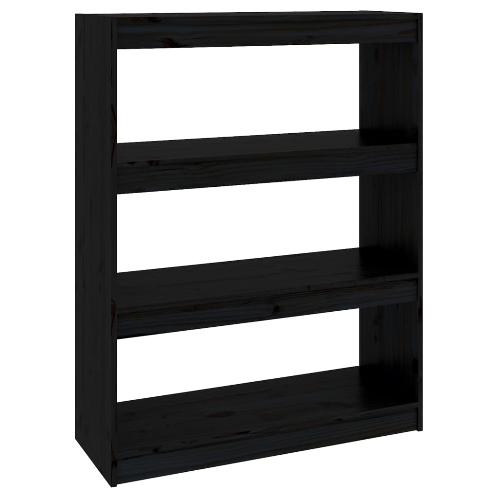 Bookshelf/Room Divider Black 80x30x103.5 cm Solid Pine