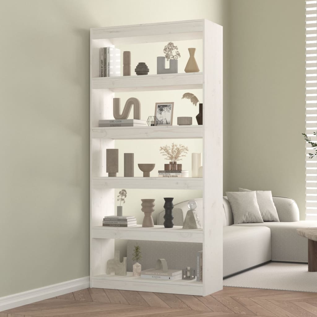 Bookcase/Room Divider White 80x30x167.4 cm Solid Pine