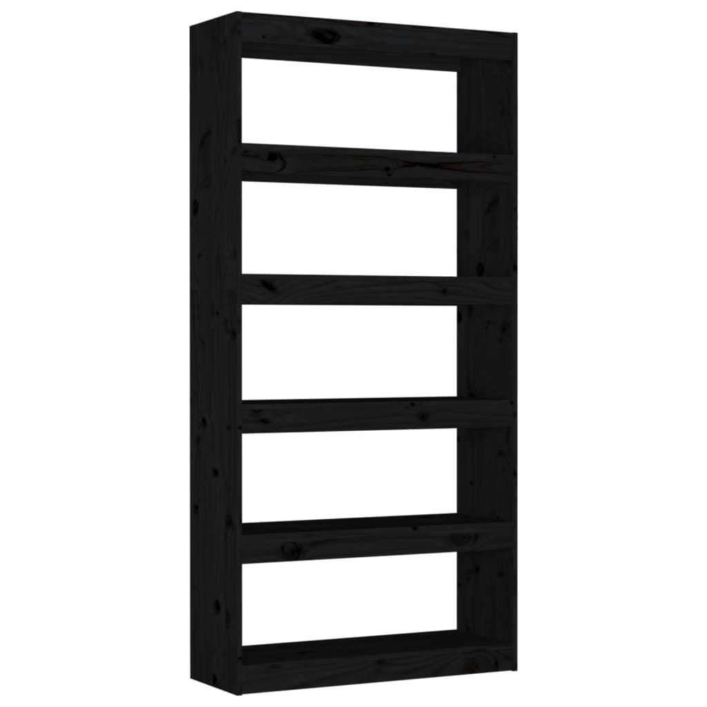 Bookshelf/Room Divider Black 80x30x167.4 cm Solid Pine