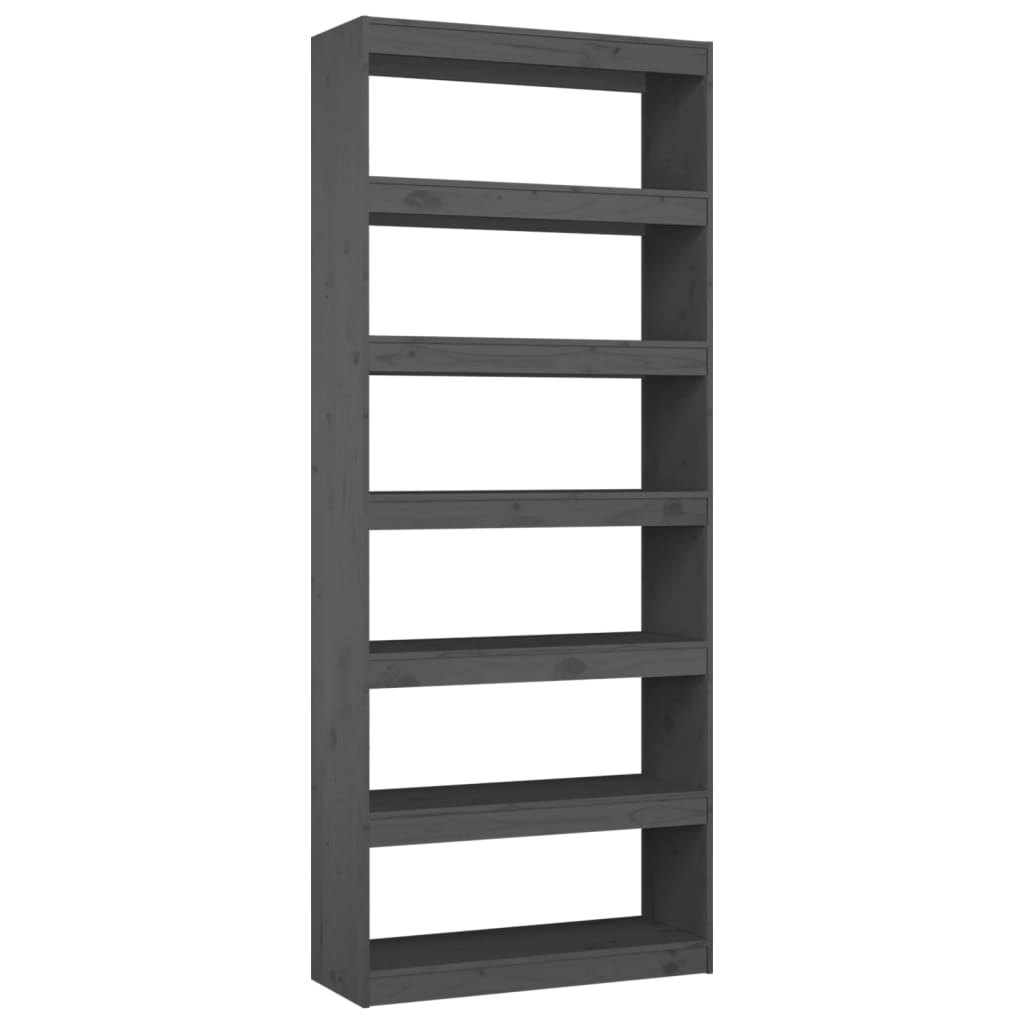 Bookcase/Room Divider Grey 80x30x199.5 cm Solid Pine