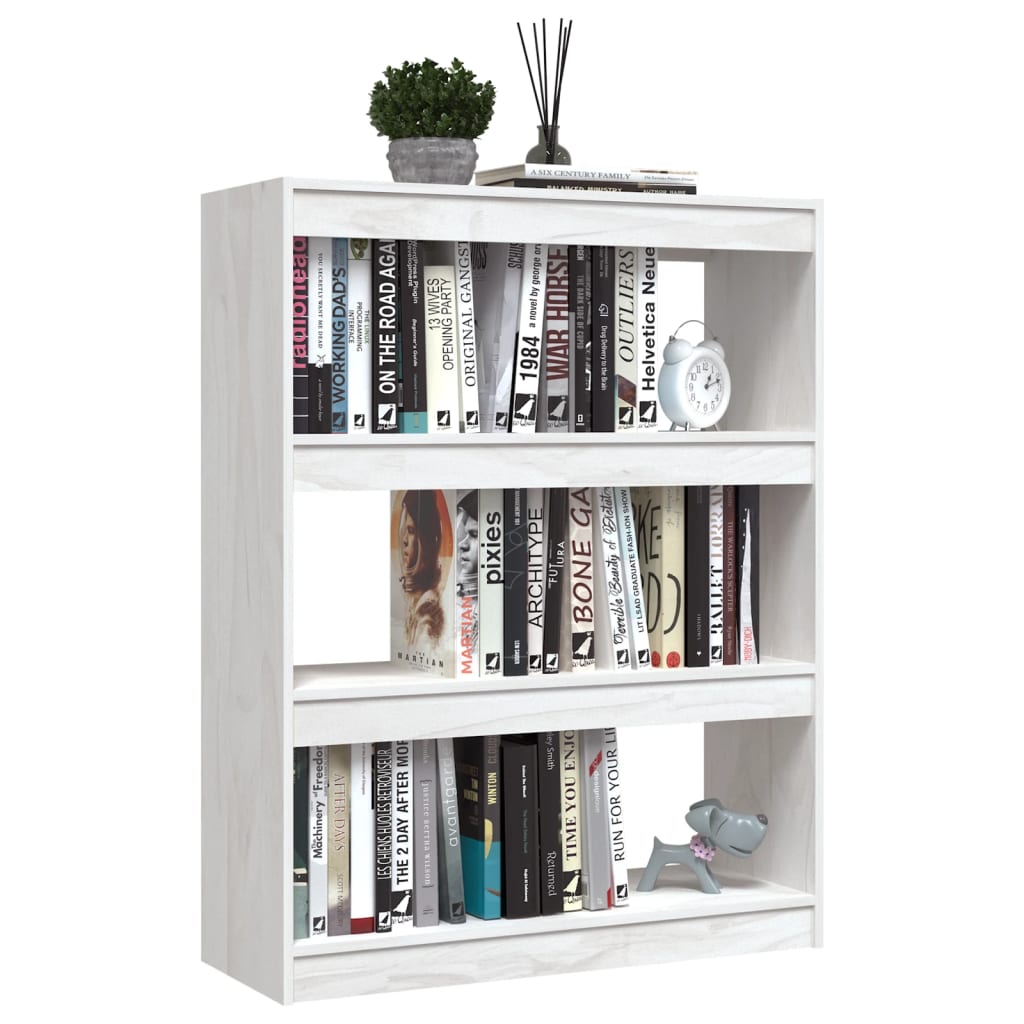 Bookshelf/Room Divider White 100x30x103 cm Solid Pine Wood