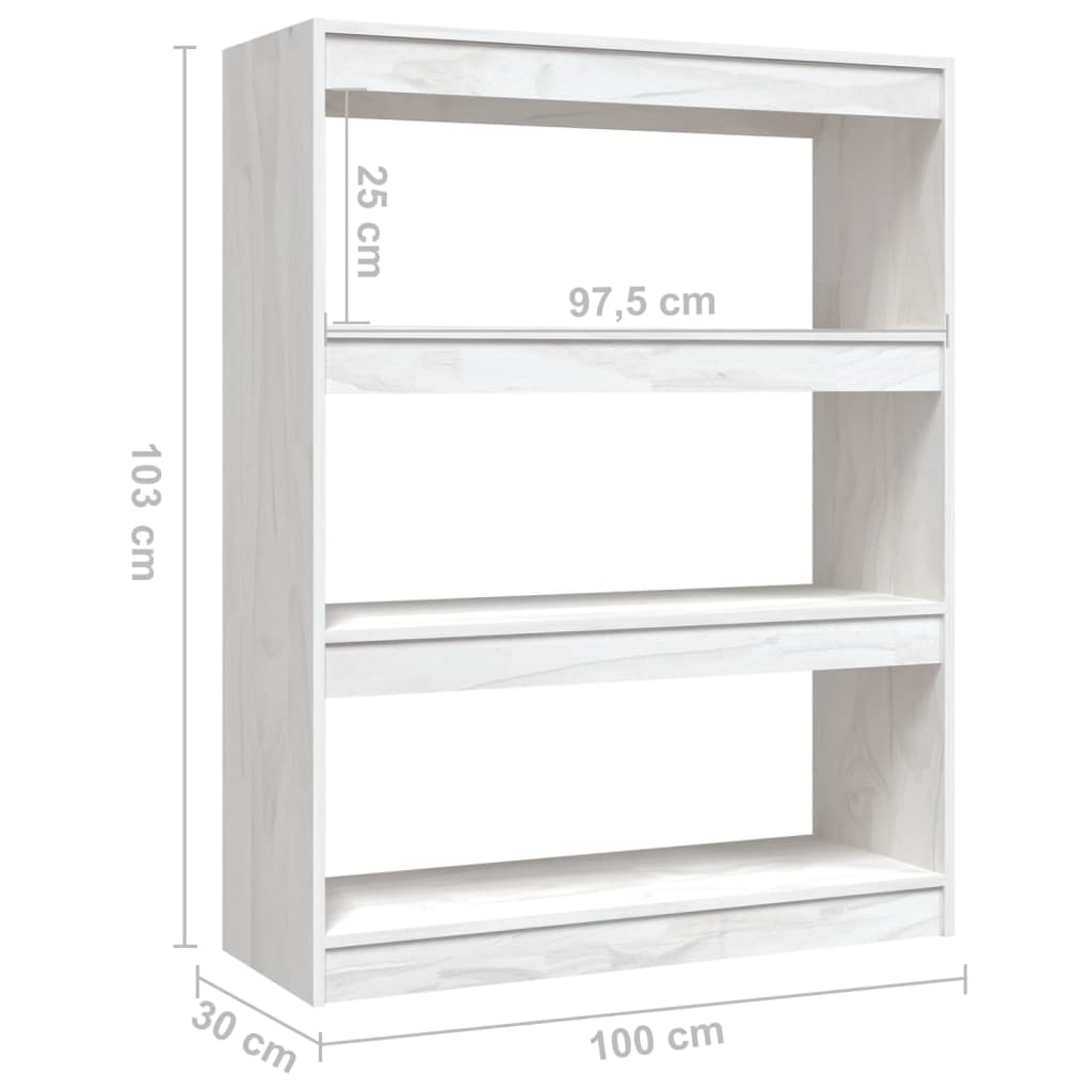 Bookshelf/Room Divider White 100x30x103 cm Solid Pine Wood