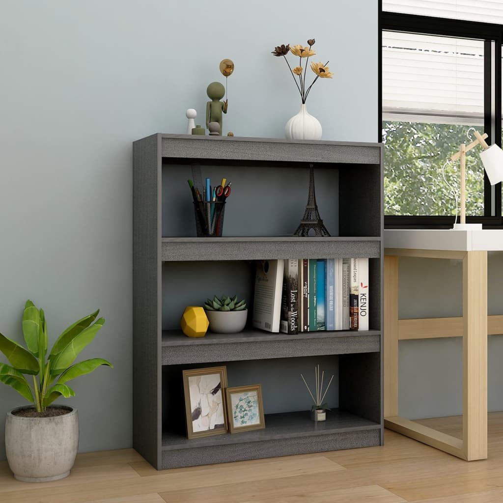 Bookshelf/Room Divider Grey 100x30x103 cm Solid Pine Wood