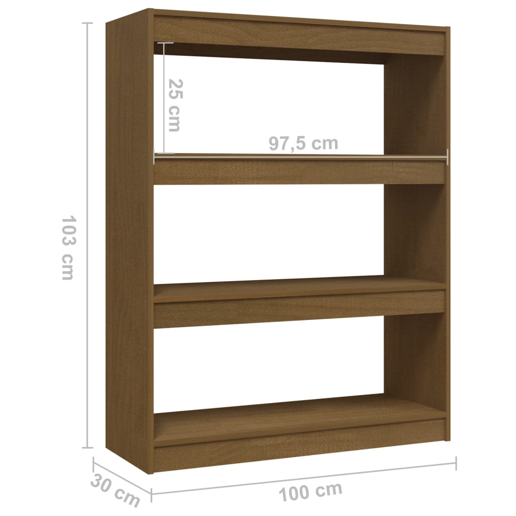 Bookshelf/Room Divider Honey Brown 100x30x103 Solid Pine