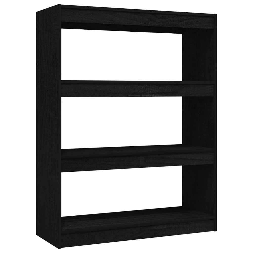 Bookshelf/Room Divider Black 100x30x103 cm Solid Pine Wood