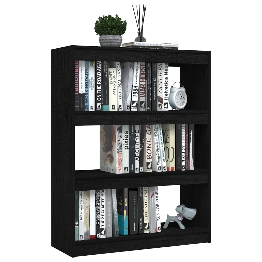 Bookshelf/Room Divider Black 100x30x103 cm Solid Pine Wood