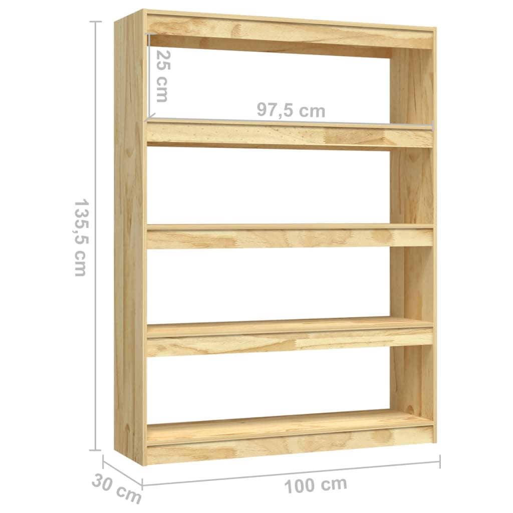 Bookshelf/Room Divider 100x30x135.5 cm Solid Pine Wood