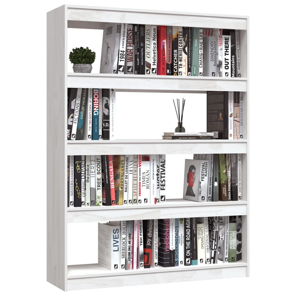 Bookshelf/Room Divider White 100x30x135.5 cm Solid Pine Wood