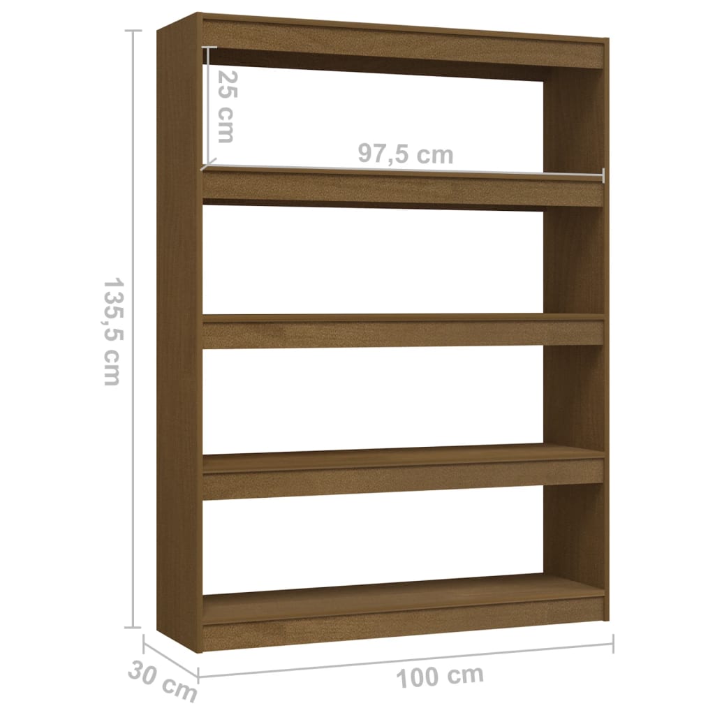 Bookshelf/room divider 100x30x135.5 cm solid pine