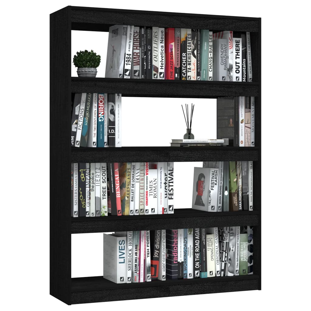 Bookshelf/Room Divider Black 100x30x135.5cm Solid Pine Wood