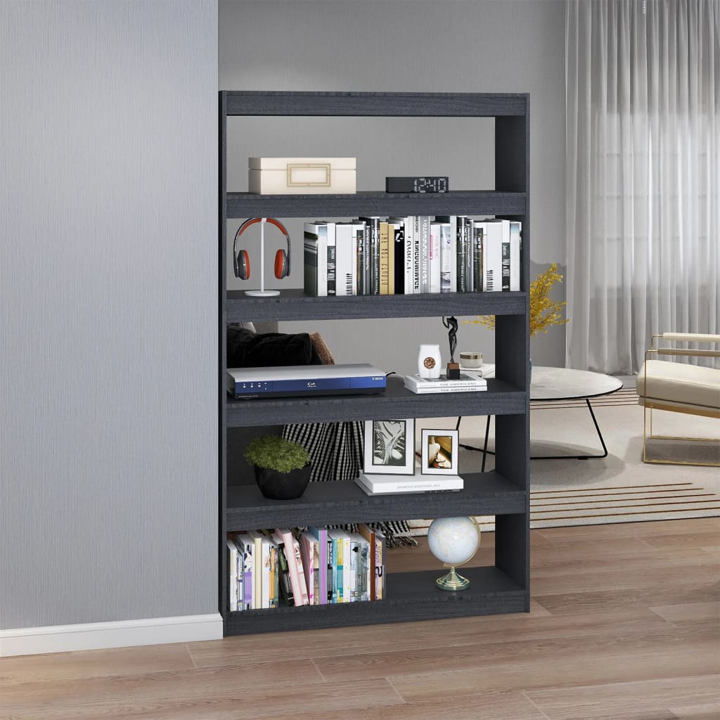 Bookshelf/Room Divider Grey 100x30x167.5 cm Solid Pine