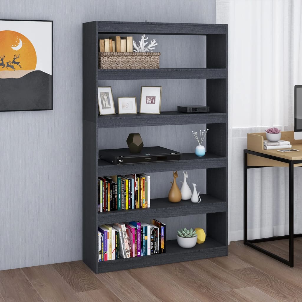 Bookshelf/Room Divider Grey 100x30x167.5 cm Solid Pine