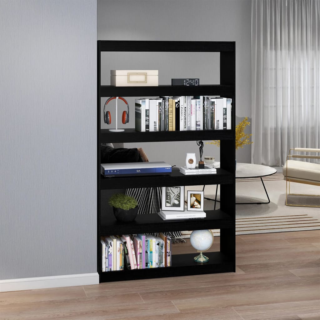 Bookshelf/Room Divider Black 100x30x167.5cm Solid Pine