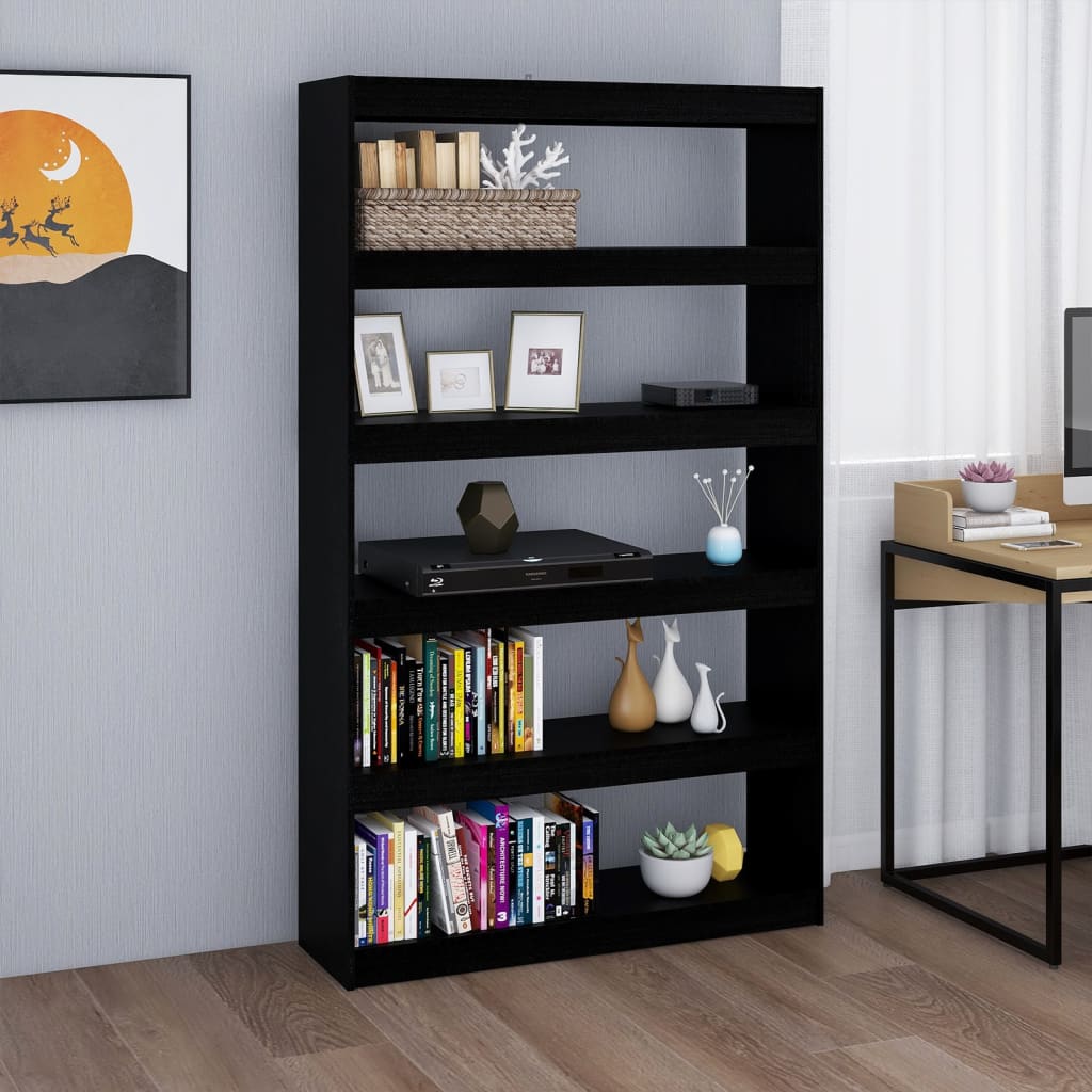 Bookshelf/Room Divider Black 100x30x167.5cm Solid Pine