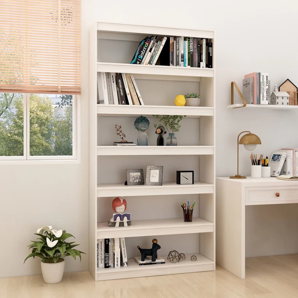 Bookshelf/Room Divider White 100x30x200 cm Solid Pine Wood