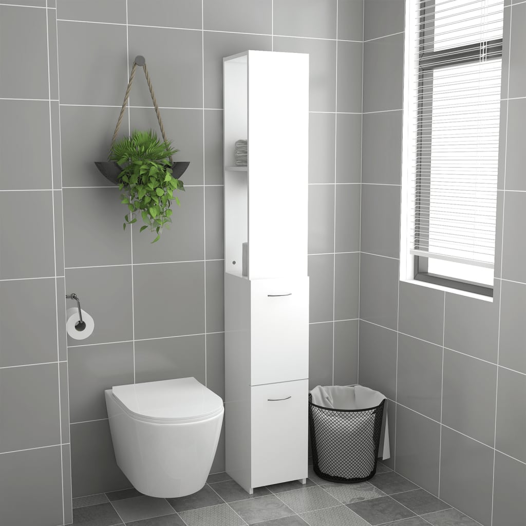 Bathroom Cabinet White 25x26.5x170 cm Wood Material