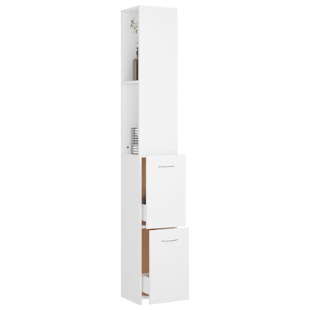 Bathroom Cabinet White 25x26.5x170 cm Wood Material