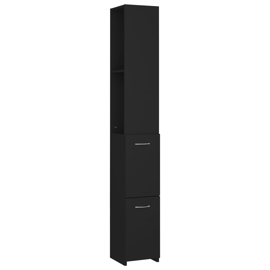 Bathroom Cabinet Black 25x26.5x170 cm Wood Material