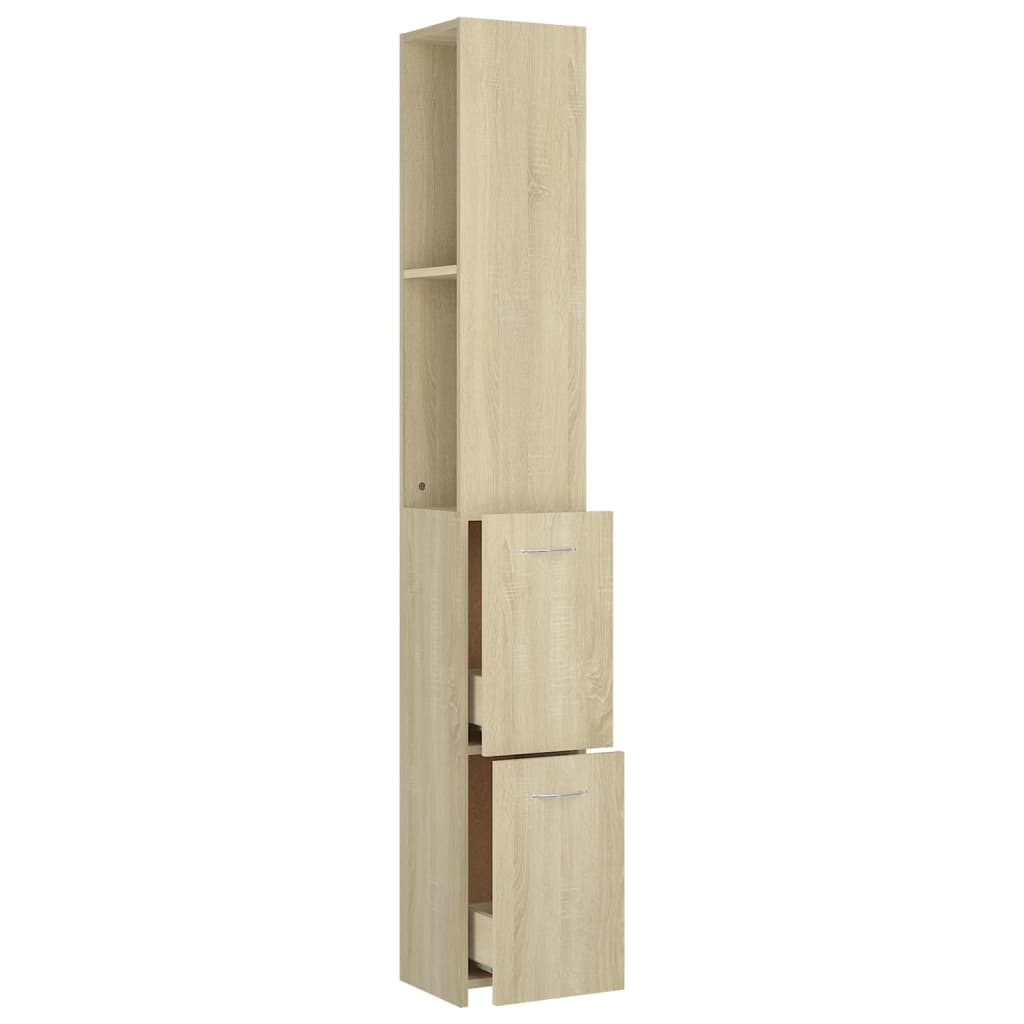 Bathroom Cabinet Sonoma Oak 25x26.5x170 cm Wood Material