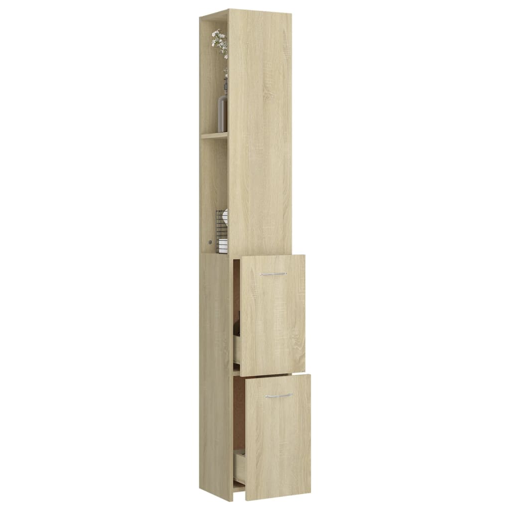 Bathroom Cabinet Sonoma Oak 25x26.5x170 cm Wood Material