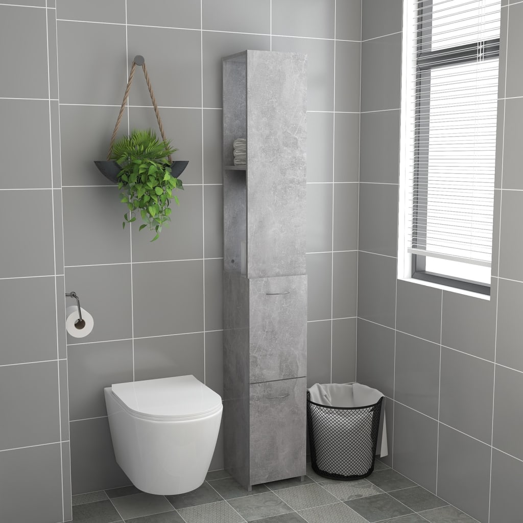 Bathroom Cabinet Concrete Grey 25x26.5x170 cm Wood Material