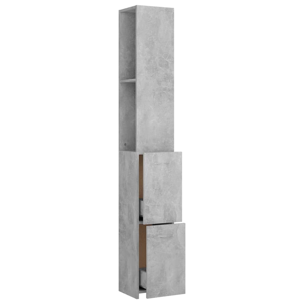 Bathroom Cabinet Concrete Grey 25x26.5x170 cm Wood Material