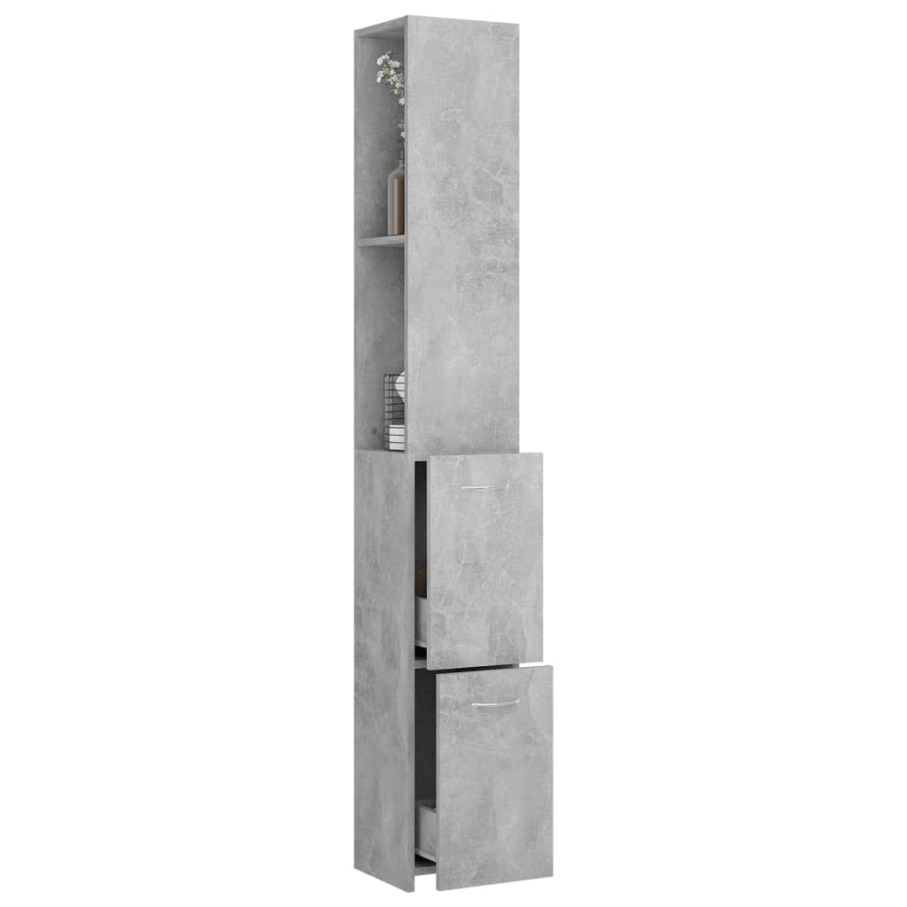 Bathroom Cabinet Concrete Grey 25x26.5x170 cm Wood Material