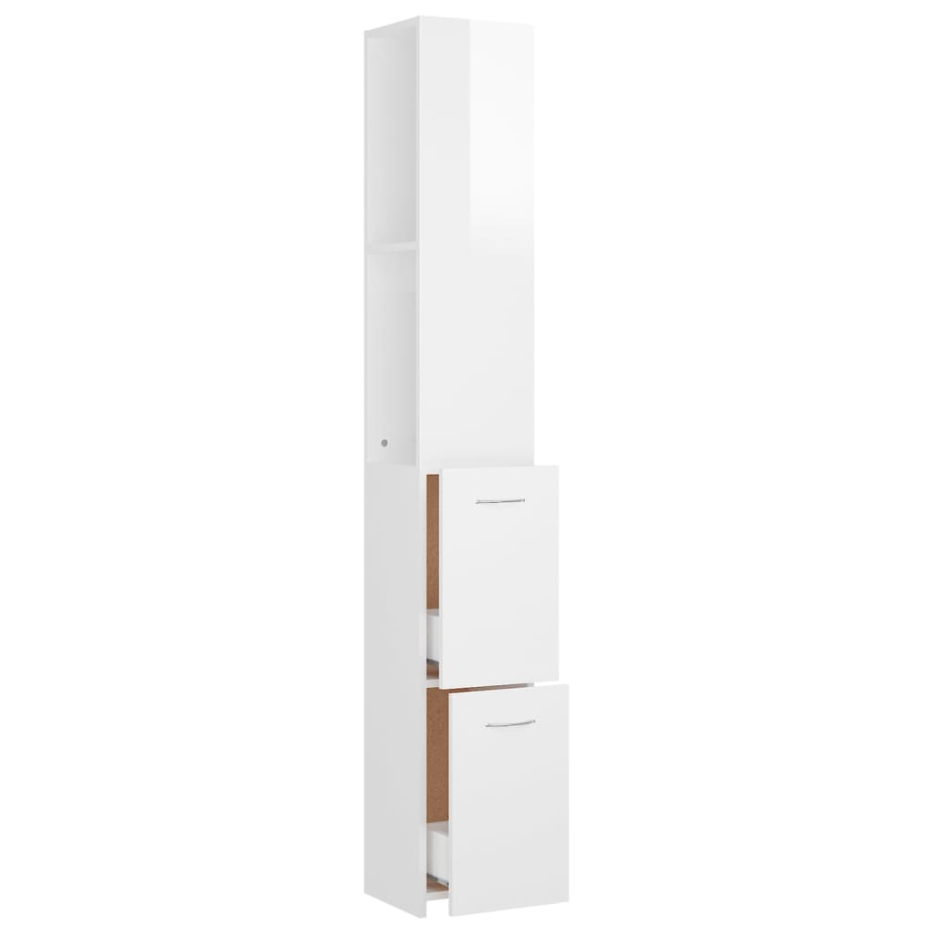 Bathroom Cabinet High Gloss White 25x26.5x170 cm Wood Material